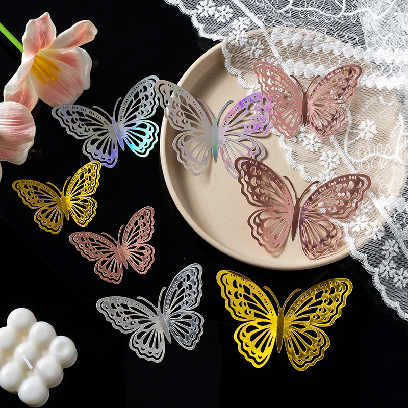 3D estereoscópico mariposa pared decoración de alta sensación autoadhesiva pegatinas domésticas al por mayor decoración de pared fondo ideas de vacaciones
