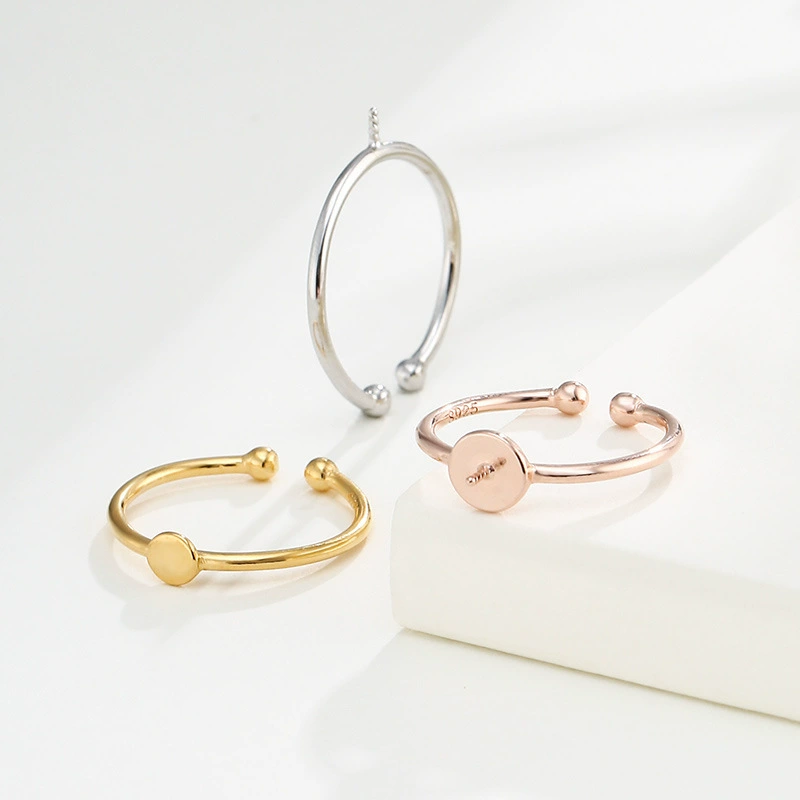 One size adjustable wedding ring pearl, silver 925 sample, DIY