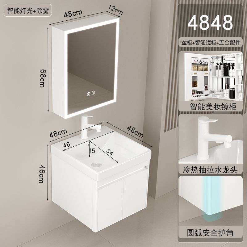Gabinete de baño lavabo combinación redondeada lavabo de baño lavabo integrado lavabo de cerámica pequeño apartamento super estrecho