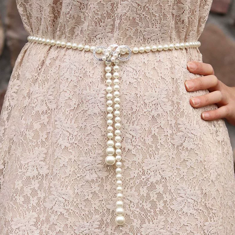 Fashionable chain from pearl, dress, waist belt, universal necklace, internet celebrity, Korean style