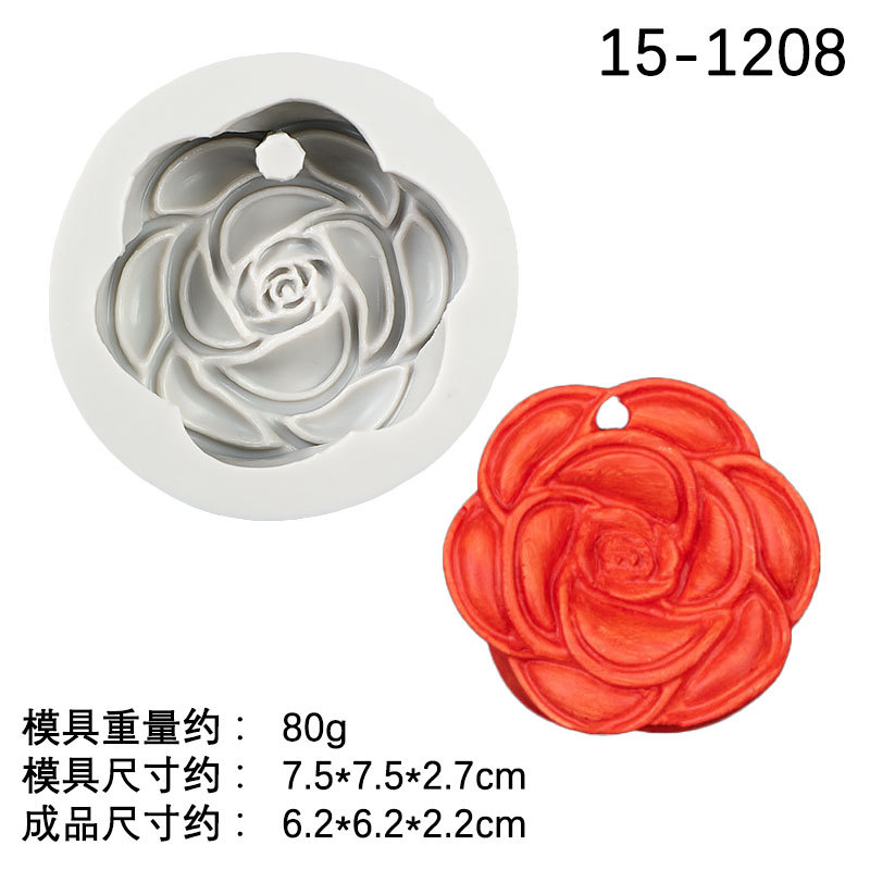 Rose forma simple molde de silicona con agujeros creativo para hornear accesorios bricolaje epoxi llavero yeso