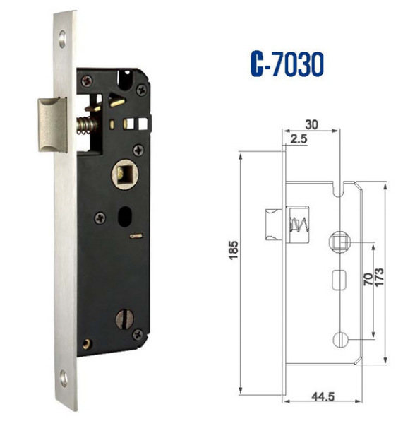 Fuente de la Fábrica de la cerradura de la puerta antirrobo accesorios estándar europeo internacional cerradura de acero inoxidable C7030 cerradura mecánica cerradura de la puerta