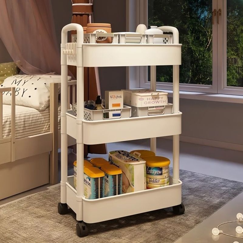 Bedroom storage rack, floor-standing multi-layer storage shelf, movable small cart, snack dormitory storage rack, bookcase