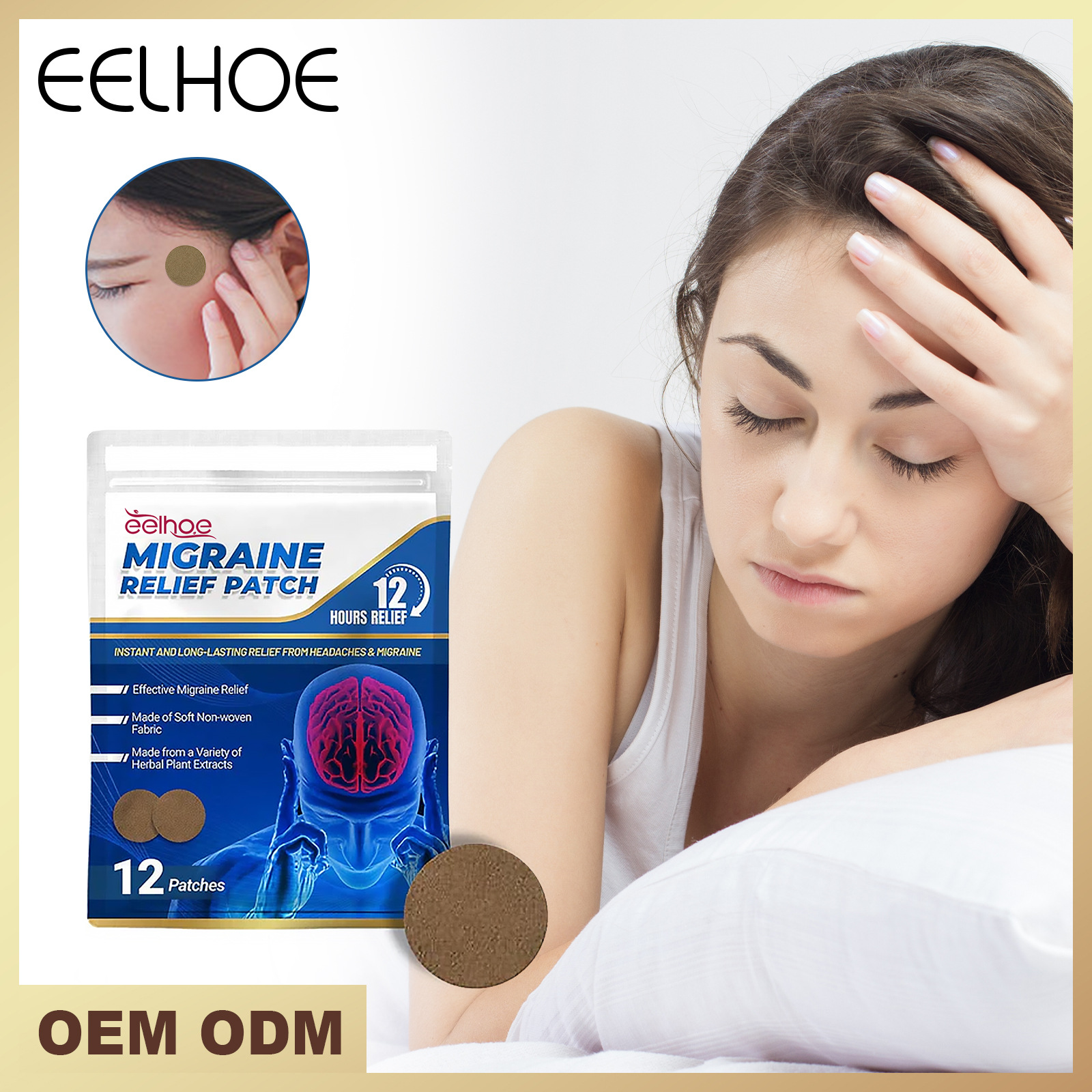 Point d'acupuncture EELHOE pour soulager les étourdissements, les ballonnements et l'inconfort, patch de soins de santé du corps_voghion.com