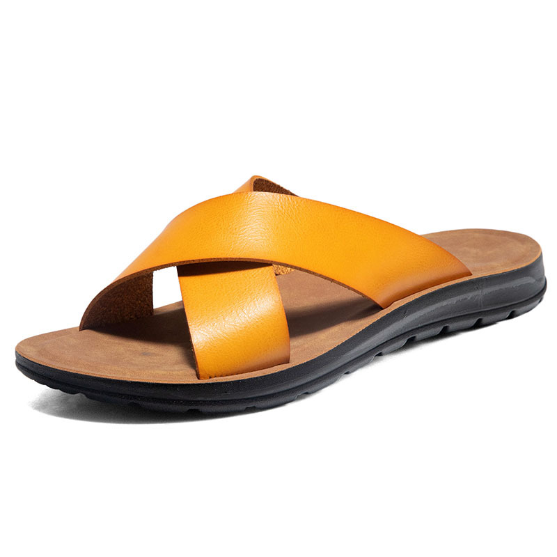 2025 Summer tallas grandes 47 pantuflas de cuero casual para hombres, sandalias de moda, zapatos de playa de plataforma para adolescentes, hombres