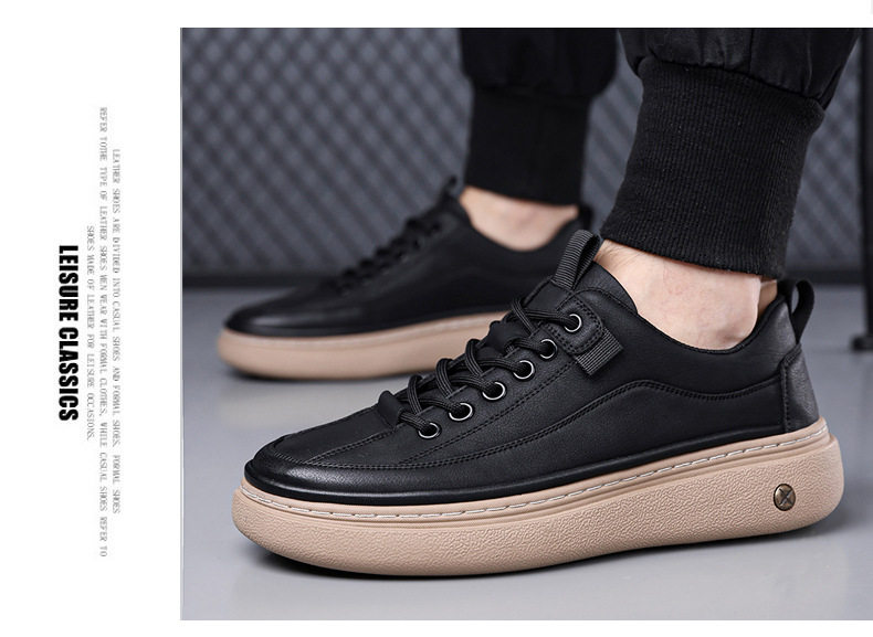 Giày da nam sneaker cổ thấp phong cách retro, đế cao su, dây buộc, phù hợp đi chơi và lái xe — GX1617 màu nâu, GX1617 màu đen chi tiết 19