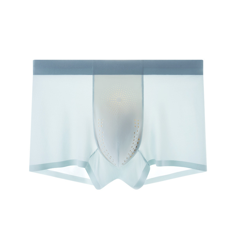Procesamiento de ropa interior de seda de hielo para hombres de verano personalizados, pantalón bóxer cómodo transpirable ultrafino de dopamina, cabeza de pantalones cortos para hombres
