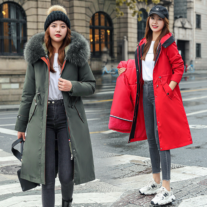 Long Cotton Coat for Women, Winter 2025 New Korean Style Detachable Parka down Cotton Jacket for Women Long Cotton Coat for Women, Winter 2025 New Korean Style Detachable Parka down Cotton Jacket for Women