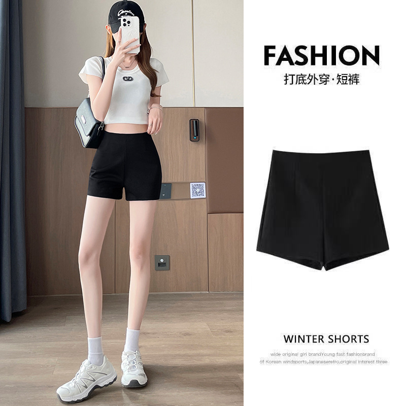 Hot Girl Black Shorts Women's Summer High-Waisted A-Line Hot Pants Sports Outer Wear Small Tight-Fitting Anti-Exposure Leggings Hot Girl Black Shorts Women's Summer High-Waisted A-Line Hot Pants Sports Outer Wear Small Tight-Fitting Anti-Exposure Leggings