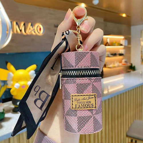 Live stream wholesale portable cylindrical lipstick keychain, elderly money clip, decorative pendant, ornament storage bag