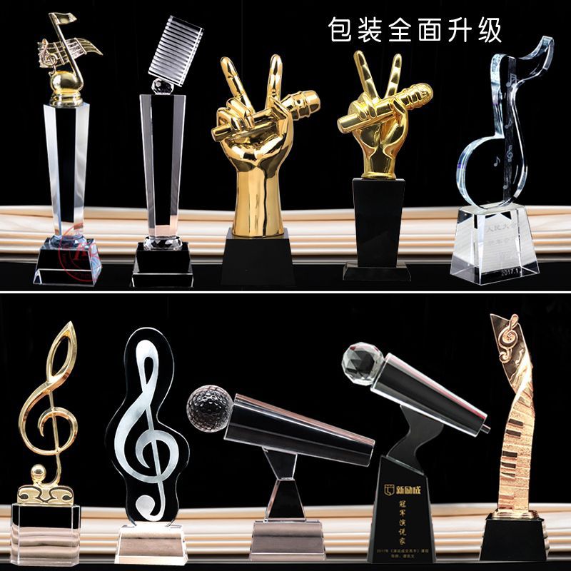 Trofeo de cristal personalizado con estrella de cinco puntas y gesto de pulgar hacia arriba, hecho de metal y resina, para danza, empleado destacado, reunión anual, premio de honor.