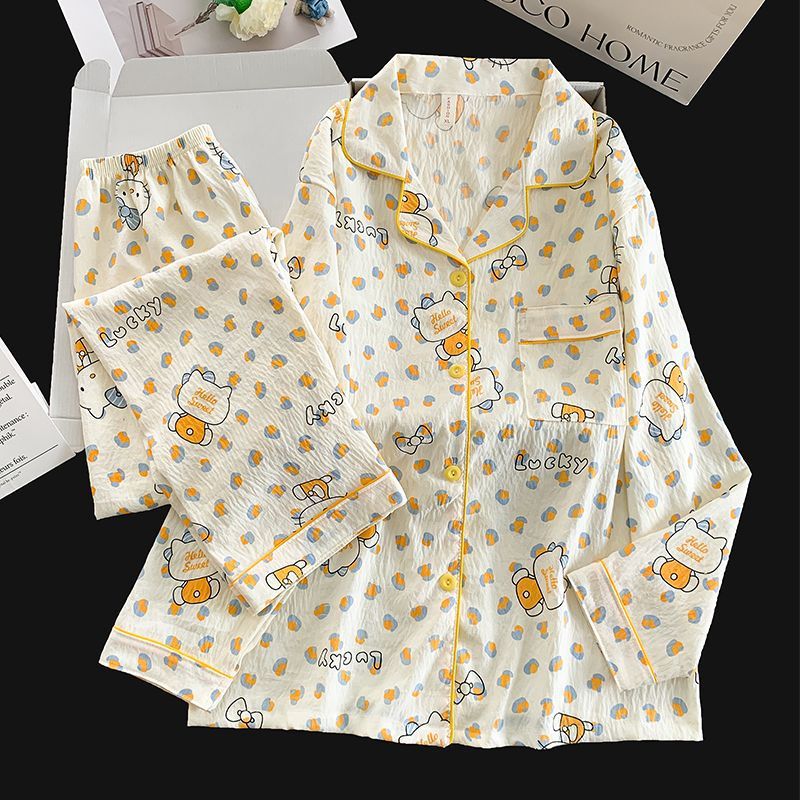 Al por mayor transfronterizo primavera y otoño dulce dibujos animados nubes de algodón pantalones de manga larga pijamas de niñas vestidos de hogar