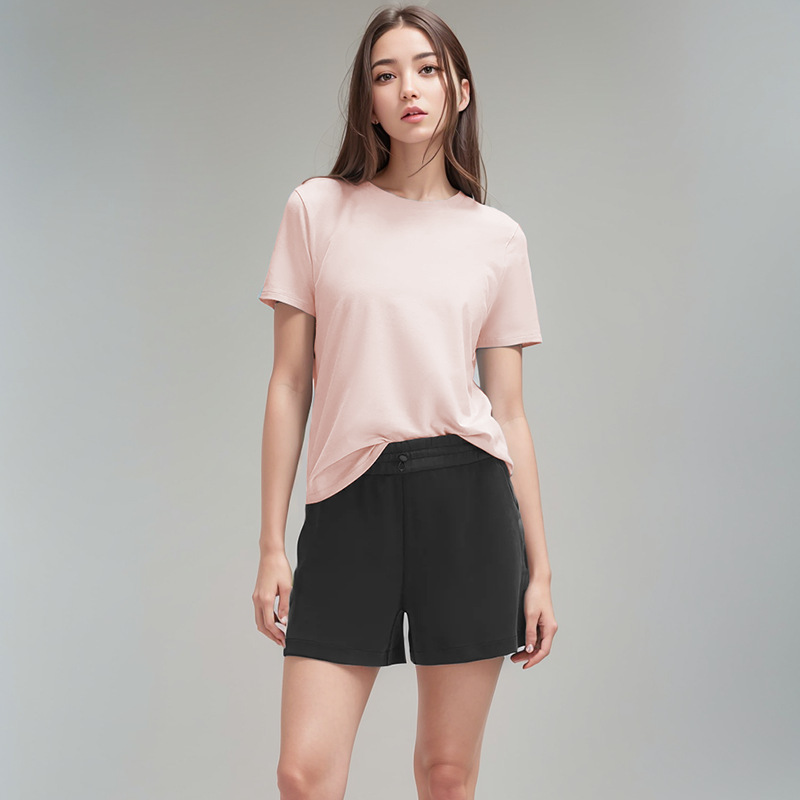 Yoga Clothing Women's Round Neck T-shirt Short Sleeve Comfortable Sports Fitness Casual Simple Cotton Ammonia Fabric Solid Color Soft Short Sleeve