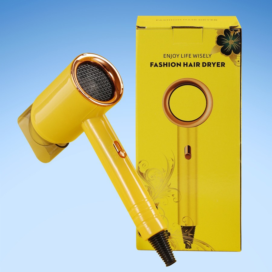 Lemon Yellow Hair Dryer with Strong Wind Power, Blue Light Electric Hair Dryer, Dual-Use Hot and Cold Hair Dryer with Constant Temperature for Hair Care, Wholesale Gifts