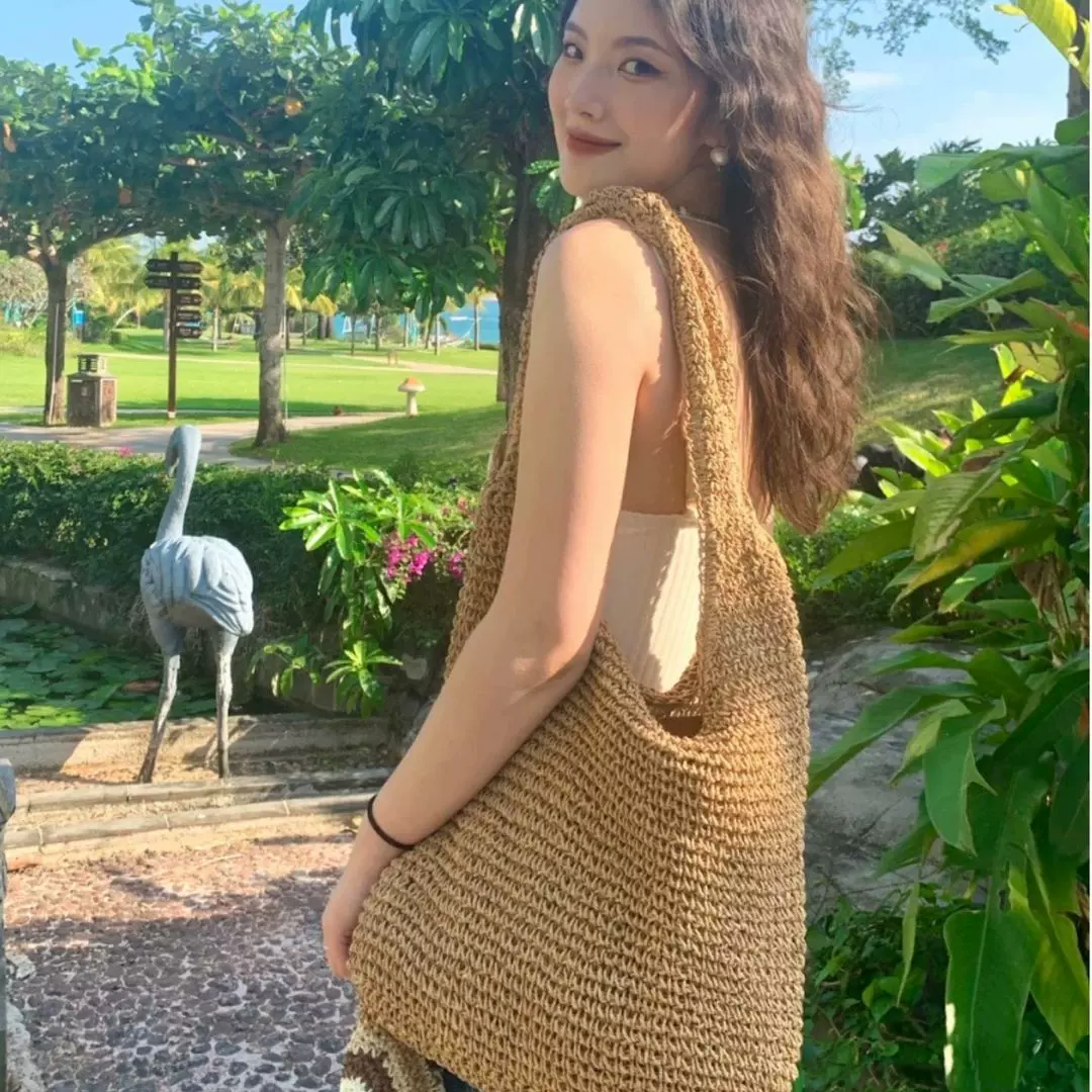 草编包女2025新款夏季海边度假沙滩包单肩包森系手工编织包大容量