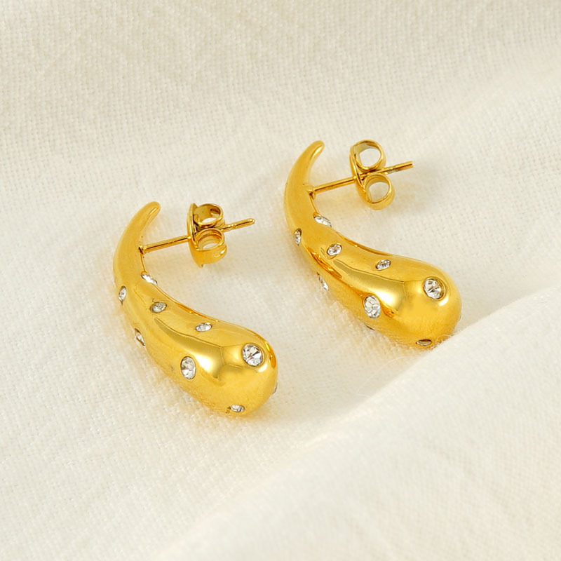 Wassertropfenförmiger Edelstahl-Diamant-Ohrstecker für Frauen, personalisierter, modischer, lichtechter Titanstahl-Ohrschmuck_voghion.com