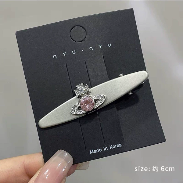 Pink oval metal duckbill clip (without card)