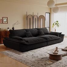 复古风雪尼尔棉麻布艺帆船沙发大坐深直排懒人乳胶客厅可拆洗沙发