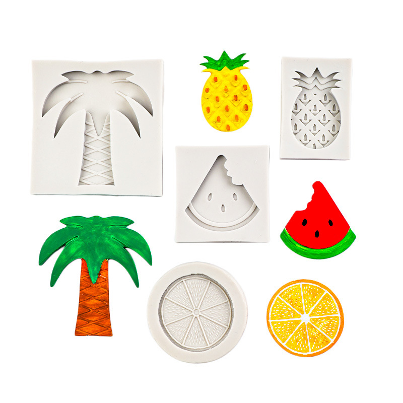 Baking silicone mold fruit watermelon pineapple coconut tree liquid silicone sugar mold DIY baking clay tools