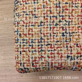 秋冬粗纺编织粗花呢小香风彩色金丝线包臀连衣裙马甲外套面料现货