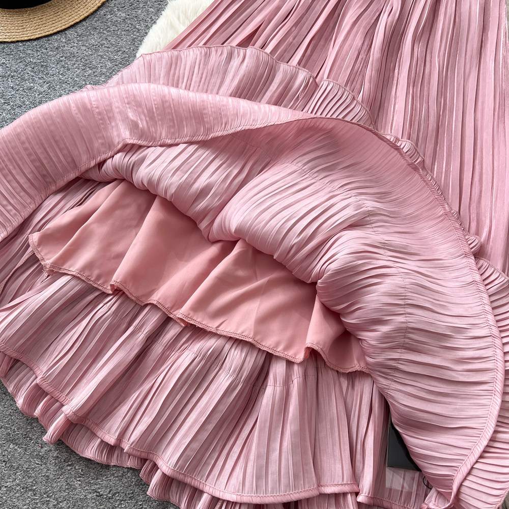 French Style Off-Shoulder Spaghetti Strap Dress Korean Waist Cinching Summer Elegant Long Dress for Vacation_ecoleips.com