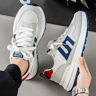 Men's Shoes 2025 New Summer Mesh Breathable Versatile Casual Sports Shoes Men's Running Thick-Soled Student Dad Shoes