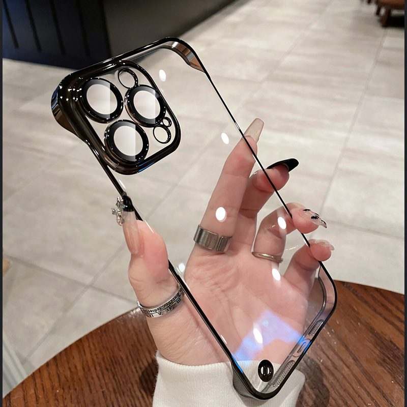 适用iPhone16promax手机壳无边框超薄透明苹果16保护套镜头全包套|undefined