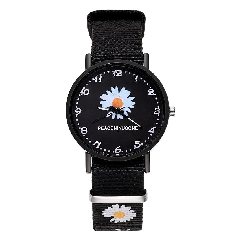 Nueva Daisy correa de lona reloj mujer estudiante pareja novias estilo coreano moda mismo estilo crisantemo correa de nylon reloj