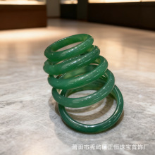 天然玛瑙手镯女祖母绿玛瑙冰透镯子扁条玉镯送妈妈长辈母亲节礼物