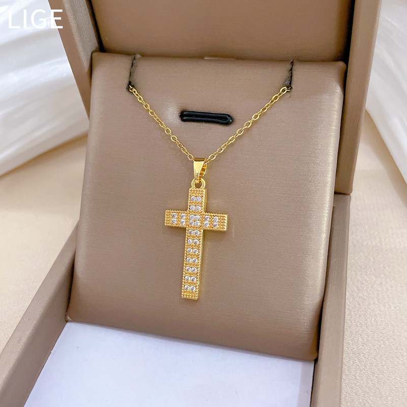 Gorgeous Zircon Collarbone Necklace Luxury Titanium Steel Chain_voghion.com