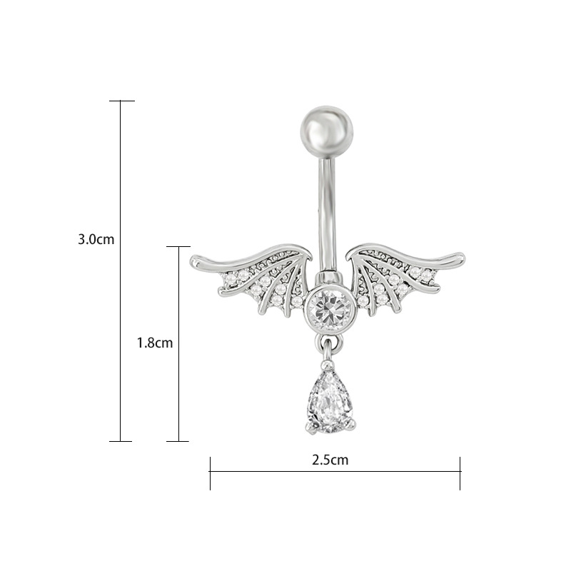 Zircon Navel Ring Palace Style Heart Wings Belly Button Piercing_voghion.com