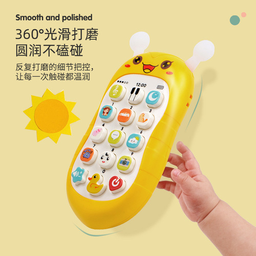 Baby chewable teether, baby bilingual simulation mobile phone music toy, early education telephone, baby story learning machine