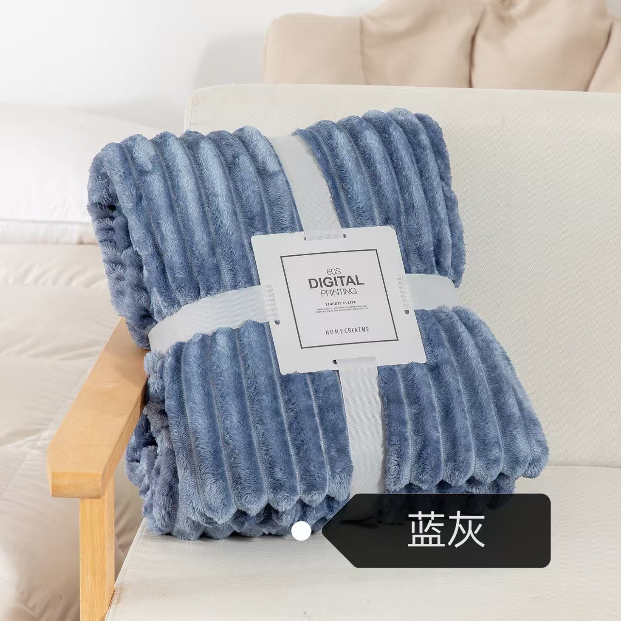 Punto transfronterizo Manta de lana de conejo de imitación de tira ancha gruesa Manta de siesta multifuncional Manta de aire acondicionado de regalo de lana de coral