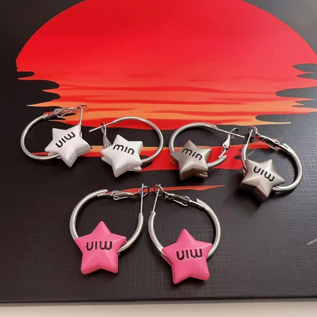 甜酷冷淡風星星字母耳墜圓圈耳環輕奢高級感耳釘氣質名媛耳扣耳飾