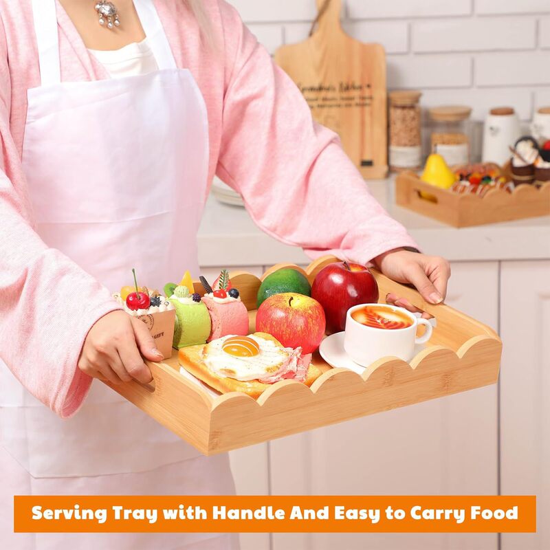 Wooden Tray Simple Farmhouse Vase Display Plate Hand-held Dinner Plate Snack Tea Tray Wooden Decorative Plate