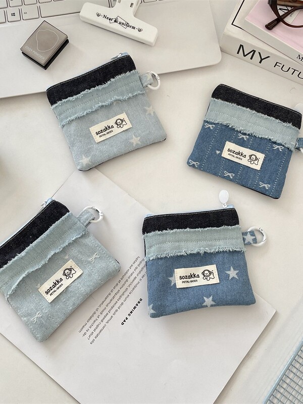 5742 Cute Splicing Girl Portable Multi-Functional Coin Storage Card Holder Bank Card Storage Bag Card Holder Card Holder