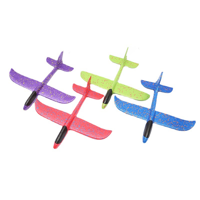 Avión de espuma de lanzamiento manual luminoso LED, planeador de maniobra acrobática, avión de espuma de juguete para niños, grande 48cm