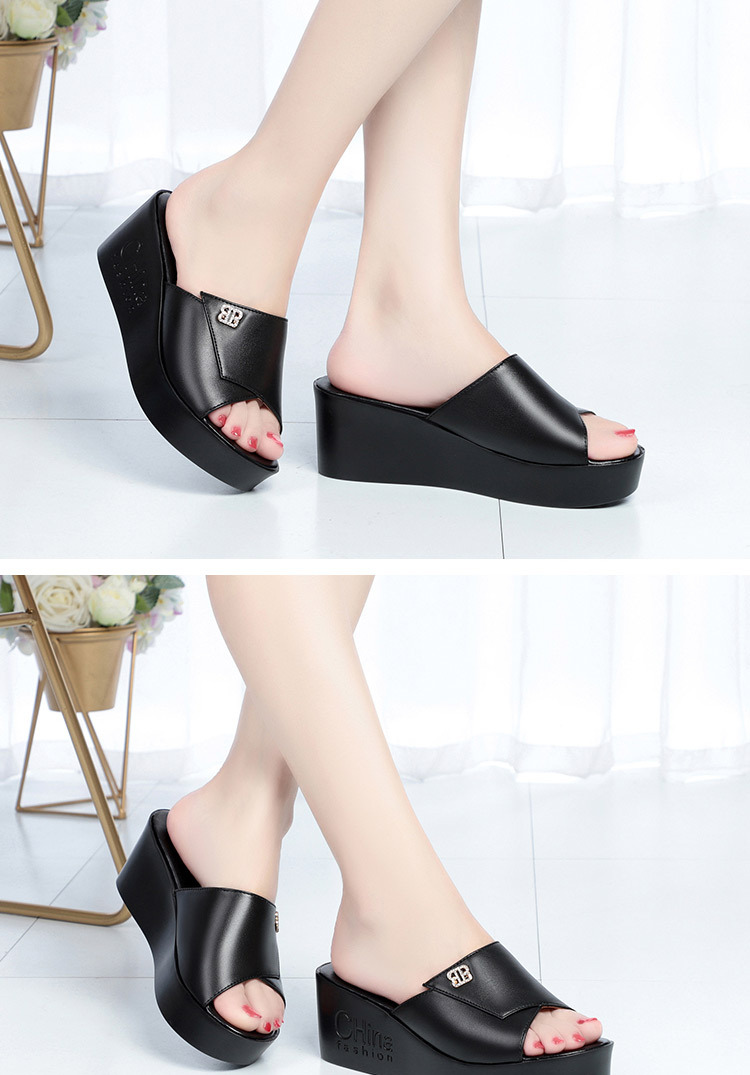 Dép sandal nữ da thật đế xuồng bệt mẫu mới — Đỏ rượu chi tiết 14