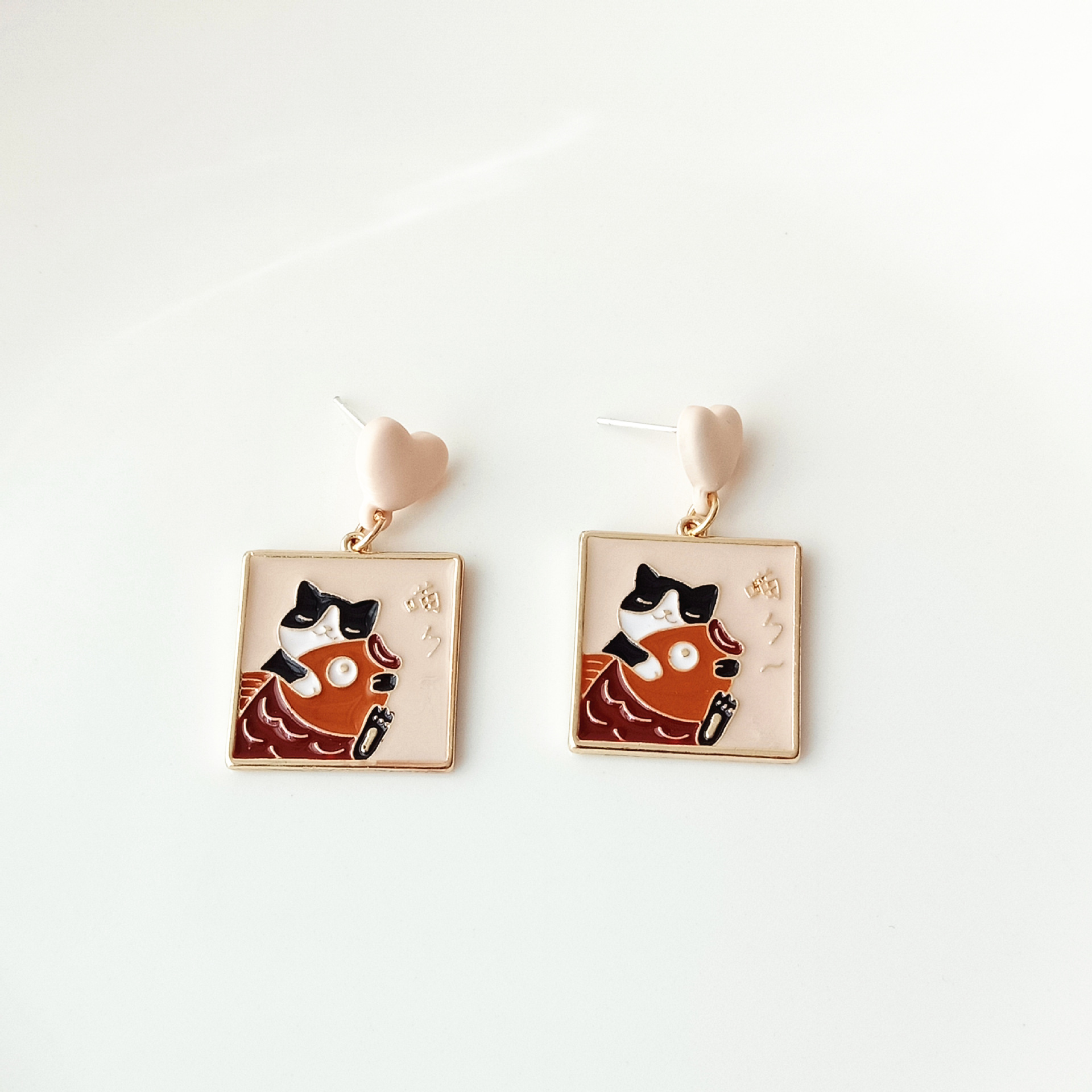 Simple Style Cat Alloy Enamel Drop Earrings 1 Pair display picture 6