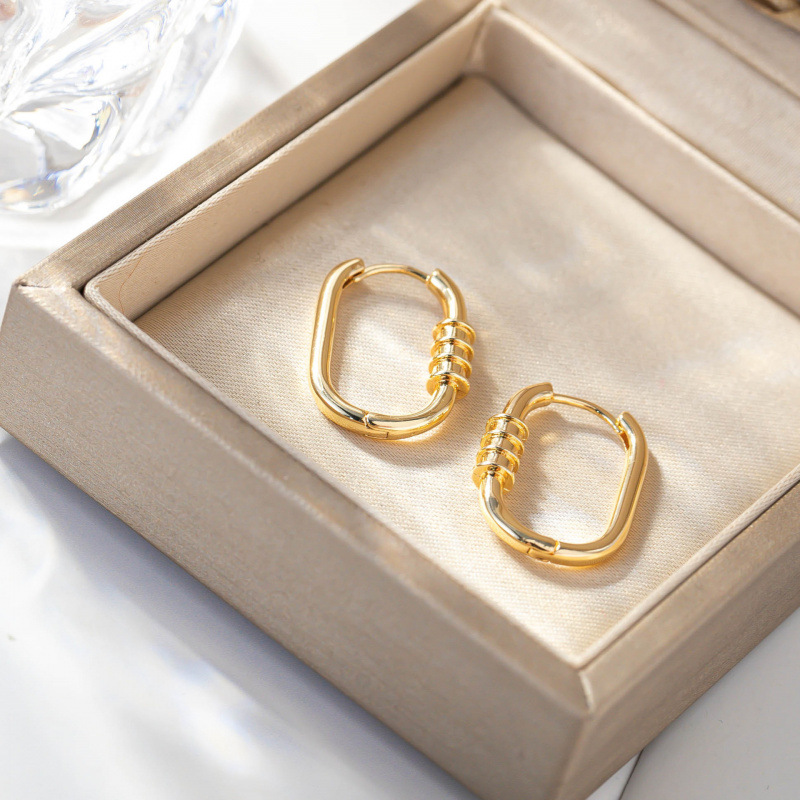 跨境韩国东大门新款气质u型耳环复古冷淡风个性百搭小众设计耳饰