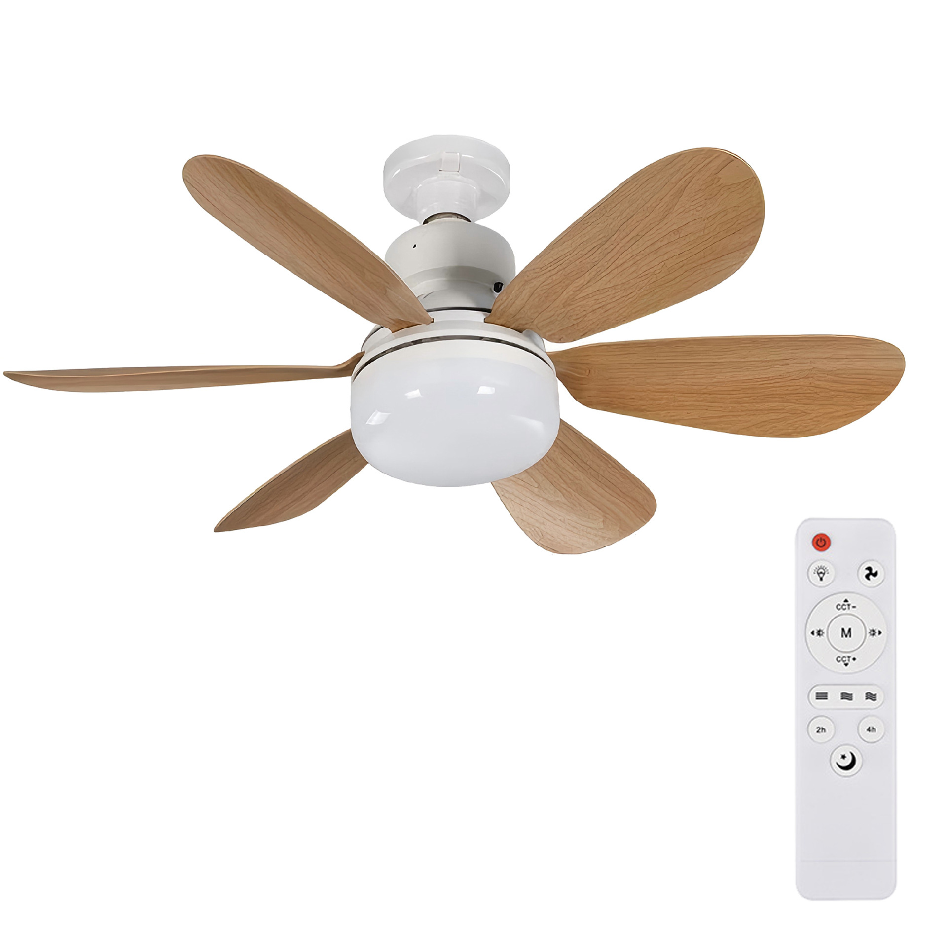 Ventilador de Techo con Luz E27 de ABS Silencioso para Comedor y Dormitorio