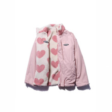 秋冬爱心羊羔毛绒外套男女潮牌ins小众情侣装立领棉衣两面穿棉服