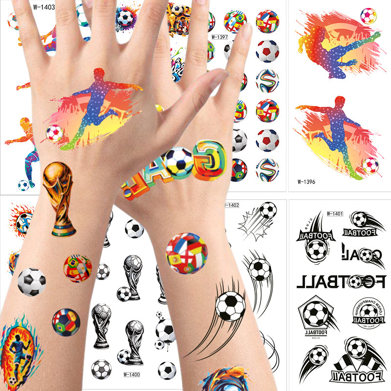 Cross-border New European and American Tattoo Stickers Waterproof World Cup Football Sports Children Cartoon Cute Temporary Tattoo Stickers