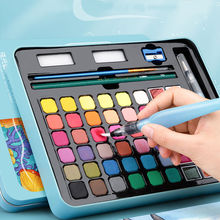 颜料盒60色珠光固体水彩颜料套装48色便携式铁盒初学者画画工具