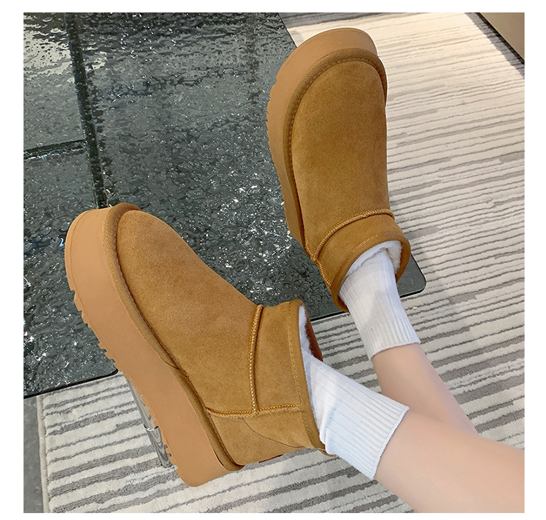 2023 new autumn and winter women's casual thick-soled snow boots plus velvet, thickening and heightening one-leg snow cotton shoes and cotton boots_voghion.com