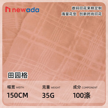 现货全涤田园格微透微皱田园风连衣裙防晒衬衣梭织时装格子面料