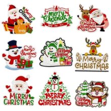 新款圣诞老人刺绣布贴 圣诞树电脑绣花章雪人补丁贴装饰章仔