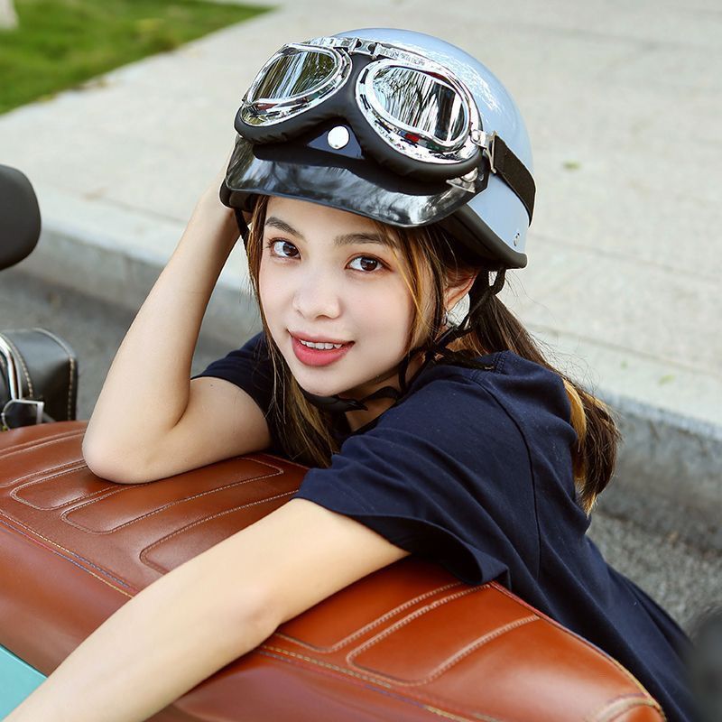Summer UV electric retro classic half helmet for men and women