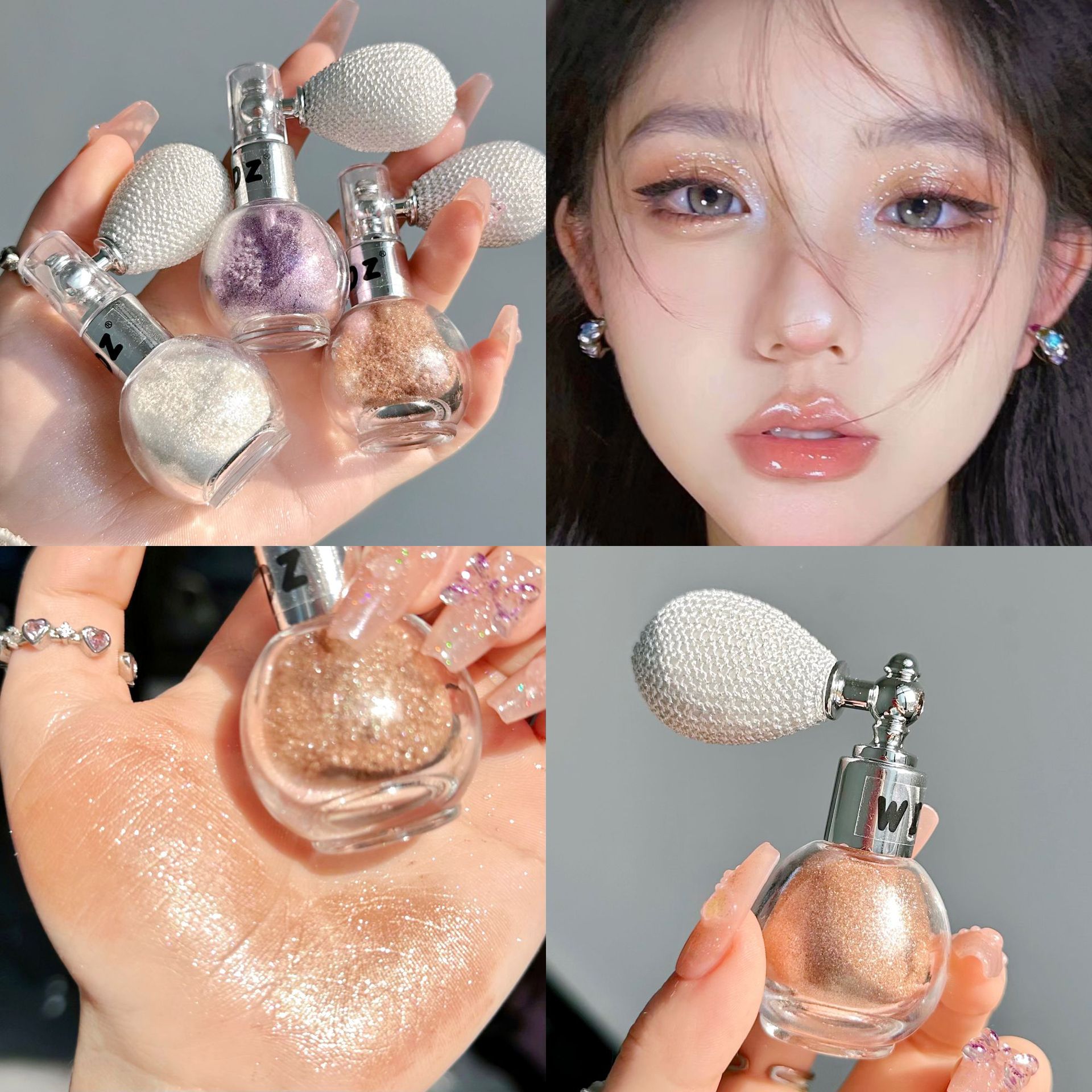 Internet celebrity airbag glitter powder highlight spray powder fine flash spray Pearl brightening fragrance loose powder shiny all-match loose powder wholesale