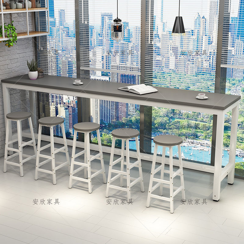 Wall-Mounted Bar Table, High-Legged Table, Home Living Room Balcony Small Bar Table, Long Table, Milk Tea Shop Table and Chair Set